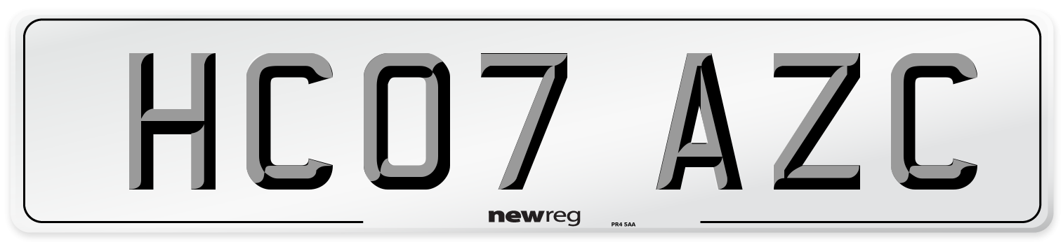 HC07 AZC Number Plate from New Reg